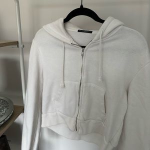 Brandy Melville White Cropped Zip up